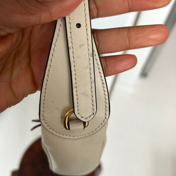 AUTHENTIC Gucci Mini GG Marmont Half Moon Bag White Calf Leather Satchel - Picture 6 of 8